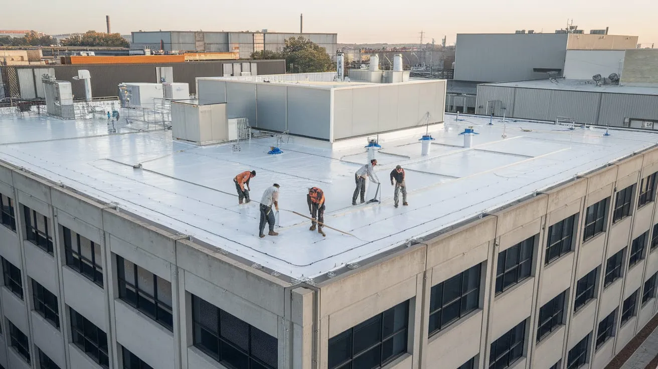 Commercial flat roof with TPO membrane