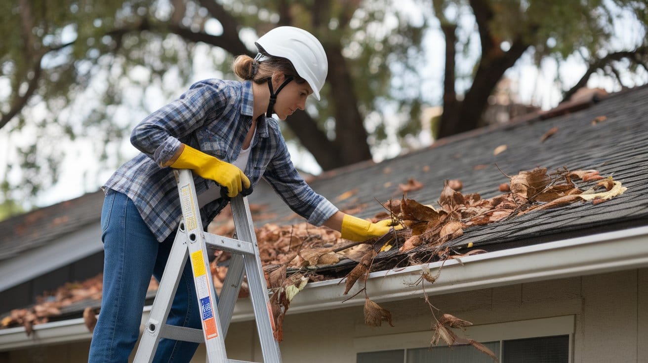 Cleaning roof debris for fire prevention - Essential maintenance for fire season