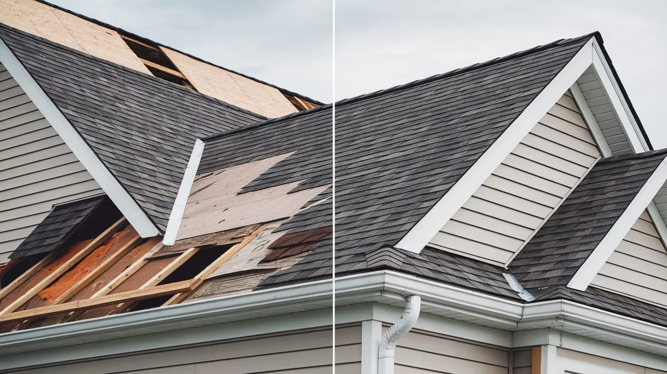 Before and after roof replacement by East Bay Roofers
